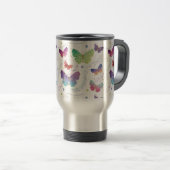 Mug De Voyage Élégant Papillons violets et bleus brillants (Devant droit)
