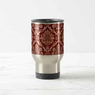 Mug De Voyage Élégant Tissu Vintage rouge foncé