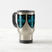 Mug De Voyage Elégante Fleur De Lis médiévale en bleu (Devant gauche)