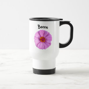 Mug De Voyage Élégante Fleur rose Zinnia personnalisée