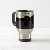 Mug De Voyage Eléphants adorables mignons, Pois, Bow noir (Devant gauche)