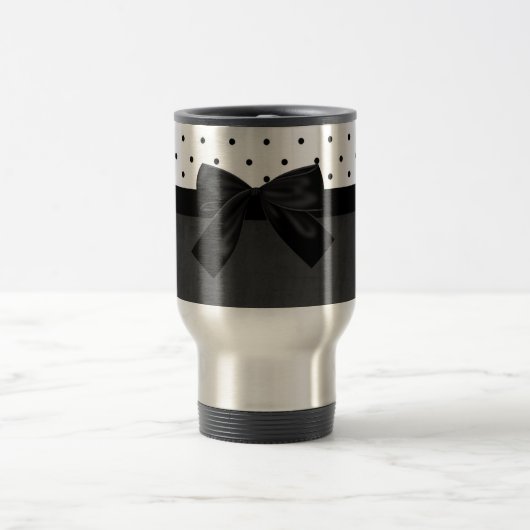Mug De Voyage Eléphants adorables mignons, Pois, Bow noir (Centre)