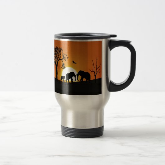 Mug De Voyage Eléphants au coucher du soleil (Droit)