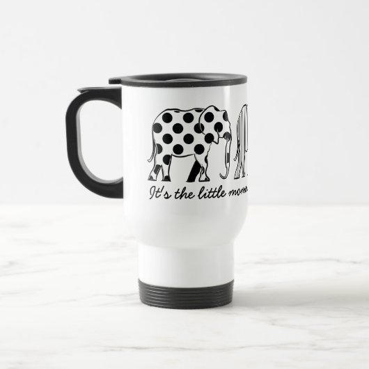 Mug De Voyage Eléphants noirs et blancs Motif moderne tendance (Gauche)