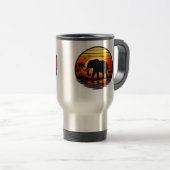 Mug De Voyage Élévant silhouette coucher de soleil rétro (Devant droit)