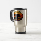 Mug De Voyage Élévant silhouette coucher de soleil rétro (Devant gauche)