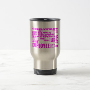 Mug De Voyage Employés : Plus grand employé rose