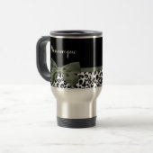 Mug De Voyage Empreinte de léopard animal Motif noir vert Bow (Devant gauche)