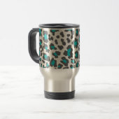 Mug De Voyage Empreinte de léopard Aqua, Gris, Blanc (Devant gauche)