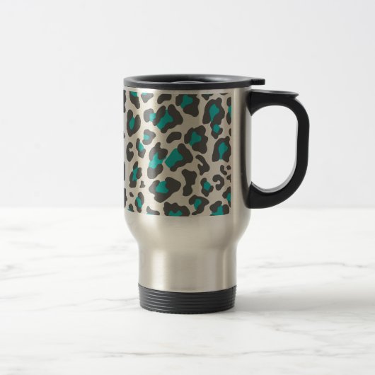 Mug De Voyage Empreinte de léopard Aqua, Gris, Blanc (Droit)