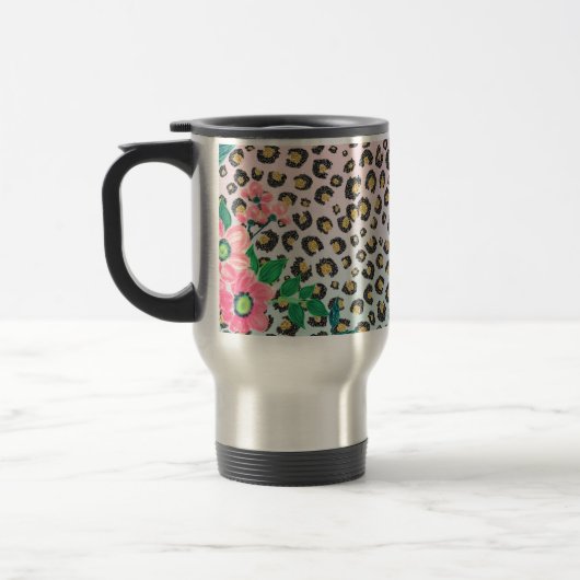 Mug De Voyage Empreinte de léopard de Parties scintillant floral (Gauche)
