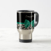 Mug De Voyage Empreinte de léopard Emerald Green Ribbon Bow Chic (Devant droit)