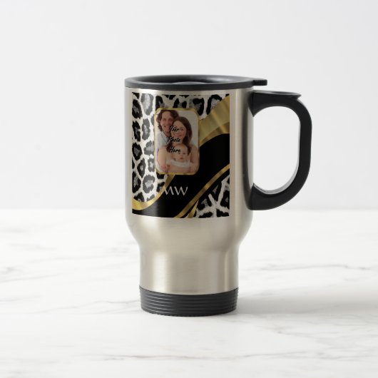 Mug De Voyage Empreinte de léopard noir et or (Droit)