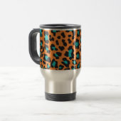 Mug De Voyage Empreinte de léopard Orange, Noir, Aqua (Devant gauche)