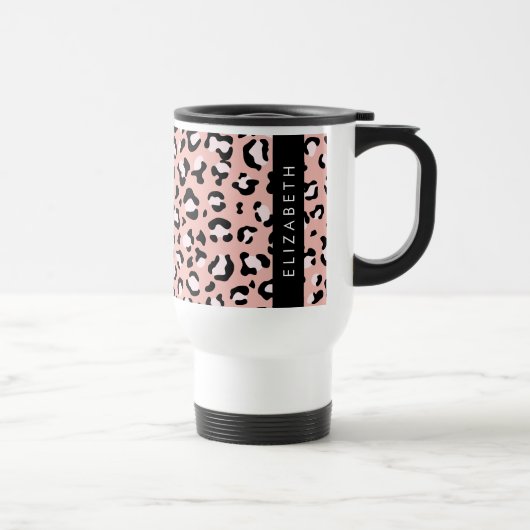 Mug De Voyage Empreinte de léopard, Spots, Leopard Rose, Votre N (Droite)
