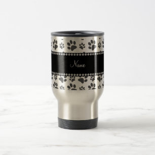 Mug De Voyage Empreinte de patte blanc nommé personnalisé de