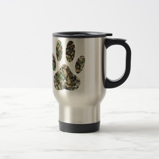 Mug De Voyage Empreinte de patte de chien Camo en détresse (Droit)