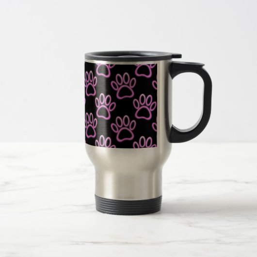 Mug De Voyage Empreinte de patte de chien de Néon rose (Droit)