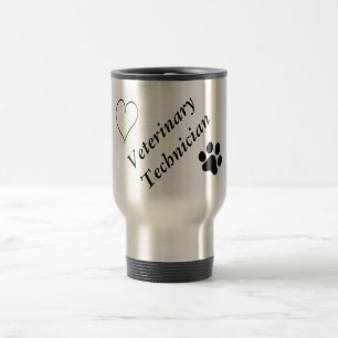 Mug De Voyage Empreinte de patte et coeur Technicien-Noirs