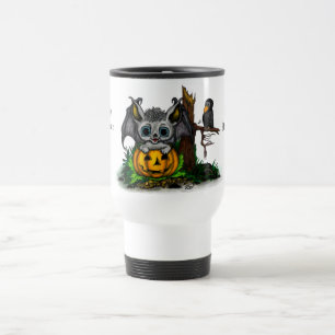 Mug De Voyage En attente d'Halloween, Bat mignonne et Corbeau