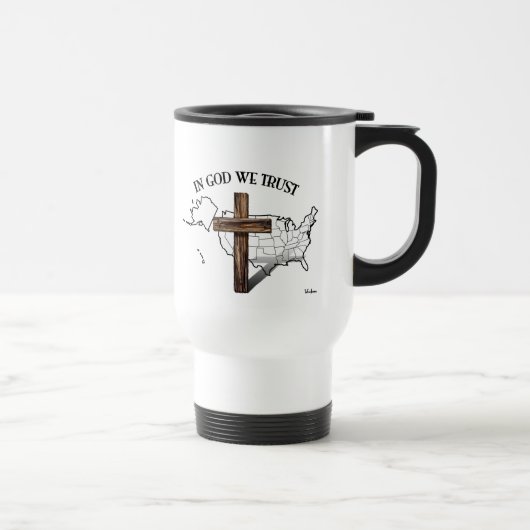 Mug De Voyage En Dieu, nous faisons confiance à la croix robuste (Droite)