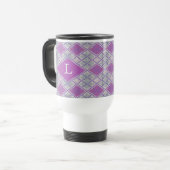 MUG DE VOYAGE EN TRICOT ARGYLE LILAS + Initiale (Devant gauche)