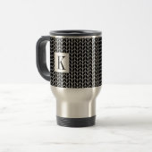 Mug de voyage en tricot noir + Initiale (Devant gauche)