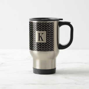 Mug de voyage en tricot noir + Initiale