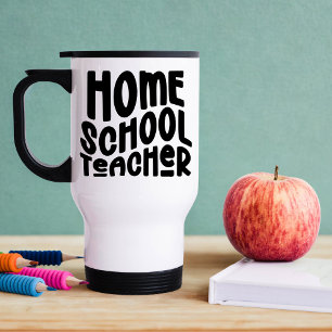 Mug De Voyage Enseignant à domicile Texte Minimaliste Noir