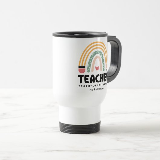 Mug De Voyage Enseignant Apprendre Amour Inspirer Rainbow Person (Devant droit)