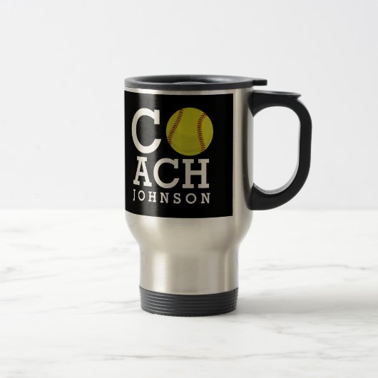 Mug De Voyage Entraîneur nommé fait sur commande du base-ball (Droit)