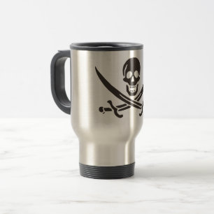 Mug De Voyage Épées de crânes d'obsidienne Drapeau pirate de Cal