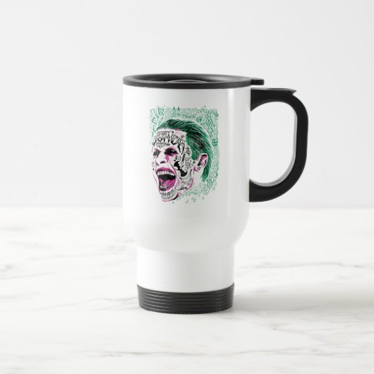 Mug De Voyage Équipe de suicide | Rire Joker Head Sketch (Droite)