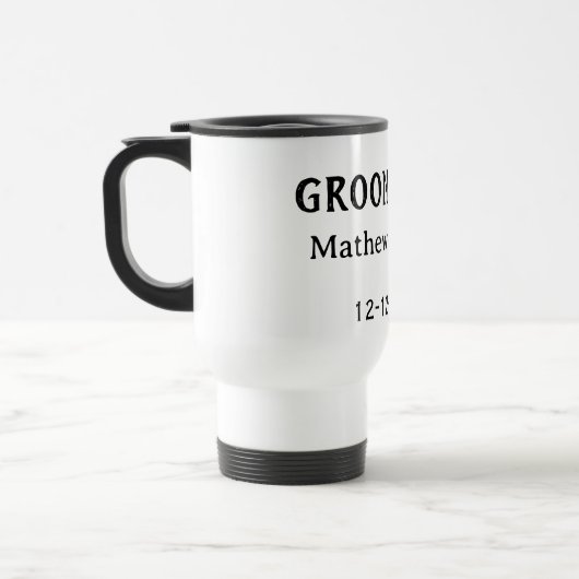 Mug De Voyage Équipe du marié nom du garçon d'honneur date enter (Gauche)