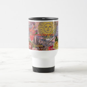 Mug De Voyage Espagne Vintage Soleil Voyage Collage Rétro Europe