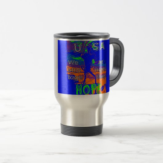 Mug De Voyage Espoir psychédélique des Etats-Unis : Art Blue Uni (Devant droit)