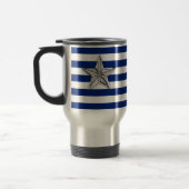 Mug De Voyage Étoile d'argent marine sur les bandes bleues (Gauche)