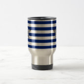 Mug De Voyage Étoile d'argent marine sur les bandes bleues (Centre)