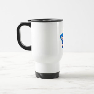 Mug De Voyage Étoile de mer orange sur fond bleu