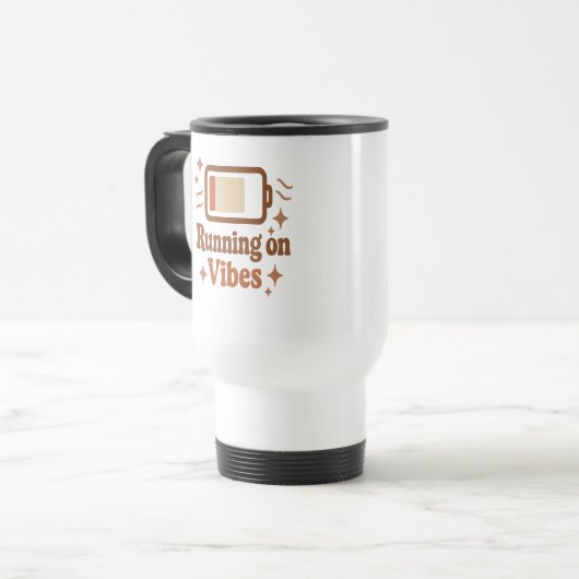 Mug De Voyage Exécution sur Vibes Retro Batterie Design (Devant gauche)