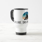 Mug De Voyage Explorez. Rêvez. Découvrez. Musique de voyage (Devant gauche)