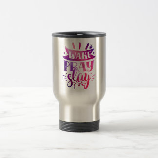 Mug De Voyage Exprimez-vous - Réveillez-vous Priez Tuez - Rose
