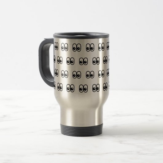 Mug De Voyage Eyes Looking Sideways Starring Eyes Emoji Pattern (Devant gauche)