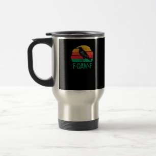 Mug De Voyage F-Caw-F Corbeau Oiseau Rétro Coucher de soleil Vin
