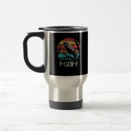 Mug De Voyage F-Caw-F Crow Retro Sunset Pun Funny Bird Cawing Gr (Gauche)