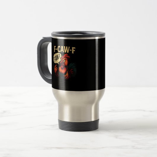 Mug De Voyage F Caw F Funny Angry Rooster Graphic Retro Style (Devant gauche)