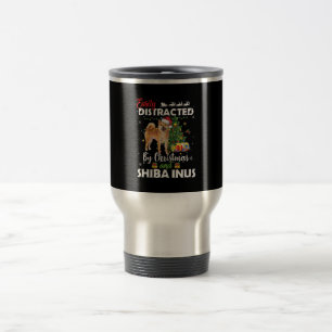 Mug De Voyage Facilement distrait par cadeau de Noël shiba inu c