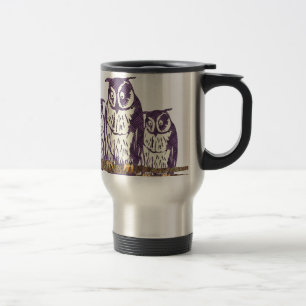 Mug De Voyage Famille de hibou géométrique stylisée violet