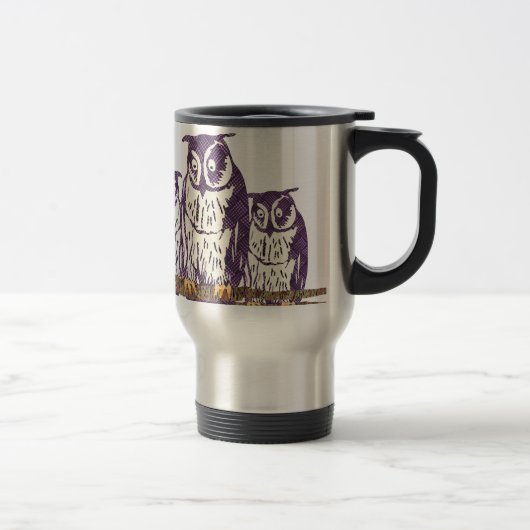 Mug De Voyage Famille de hibou géométrique stylisée violet (Droit)