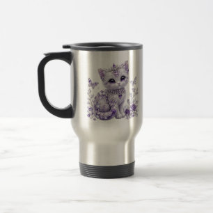 Mug De Voyage Fantaisie de chaton royal violet